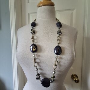 Gold and Black Statement Necklace with Bold Design